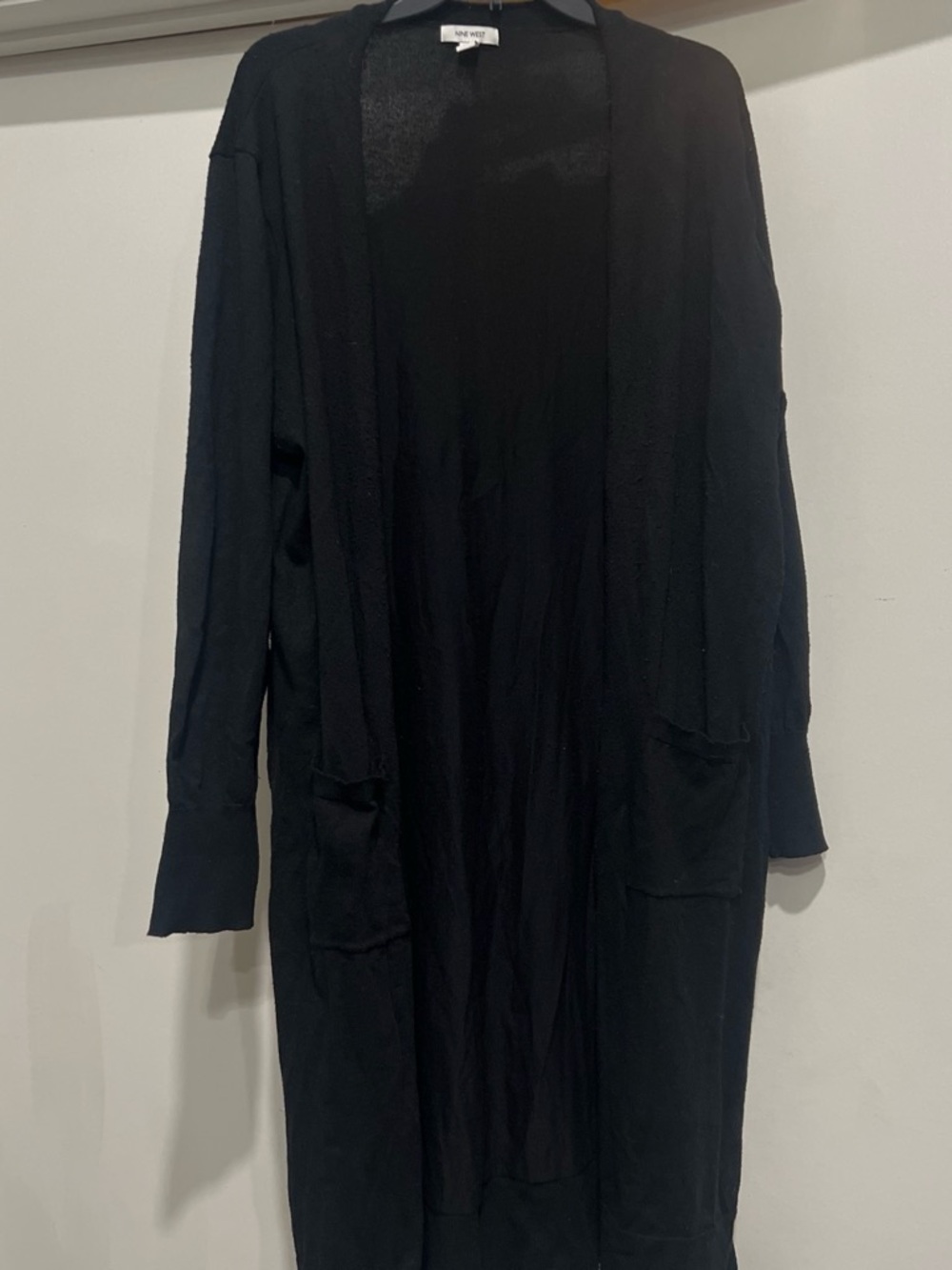 Nine West Black Open-Front Long Cardigan